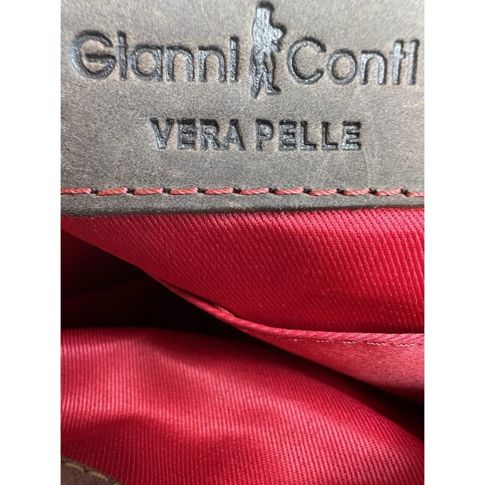 Gianni Conti Italian Leather Messenger Bag, Dark Brown,‎ Fits Devices Up to 12